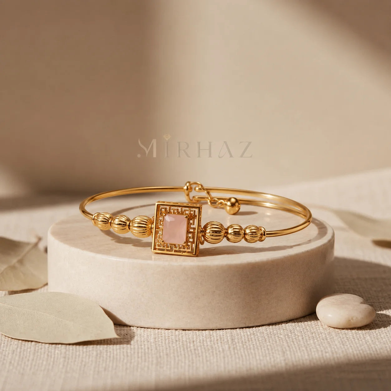 Gold Pink Stone Bracelet