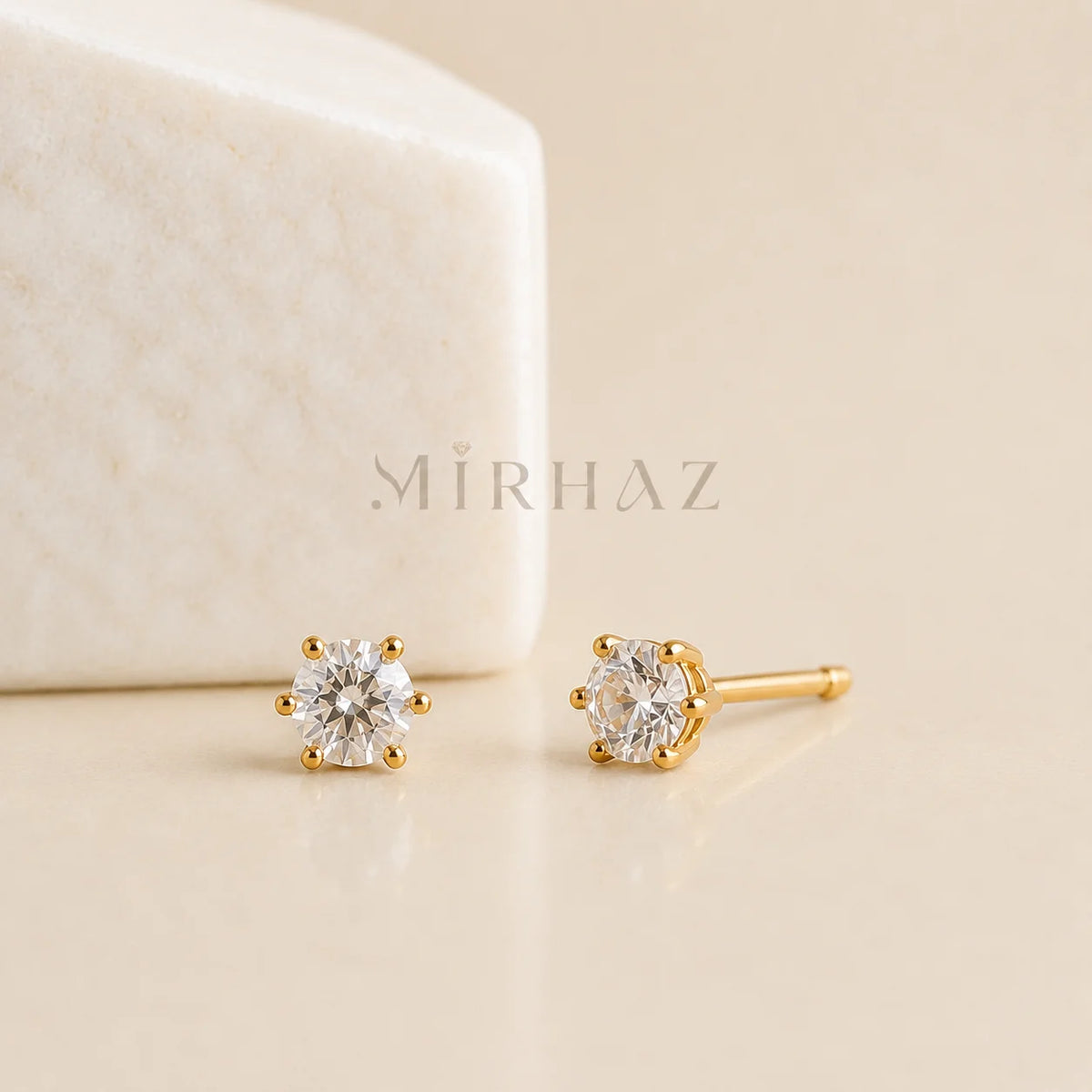 Six Prong Stud Earings