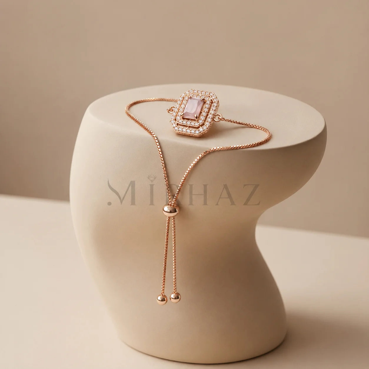 Rose Gold Pink Stone Bracelet