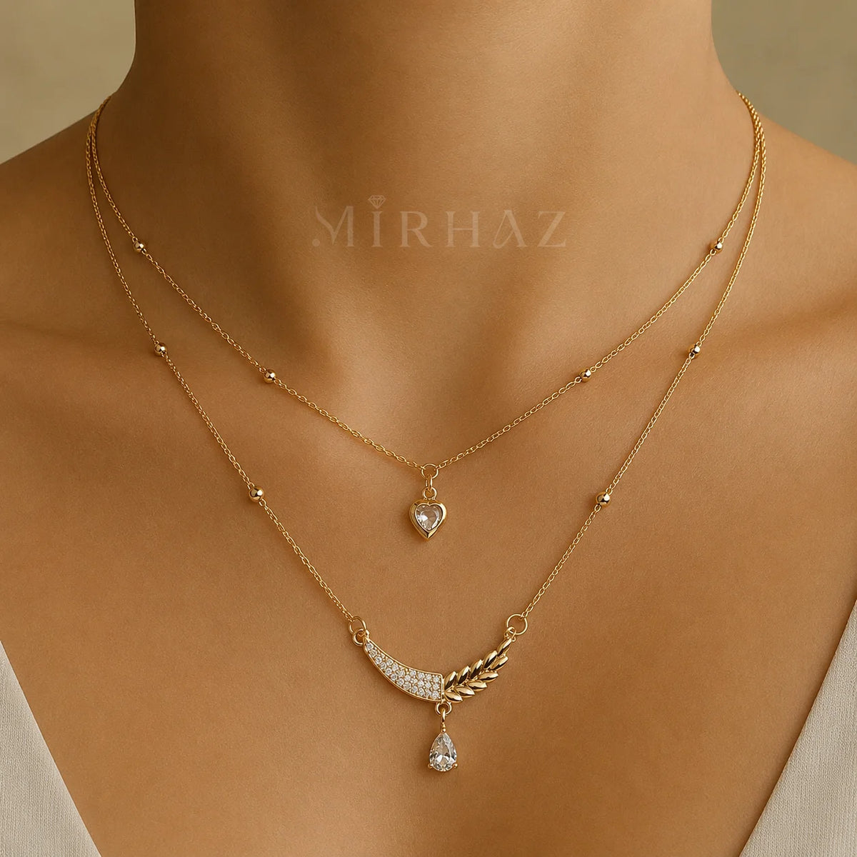 Layered Heart & Crescent Necklace
