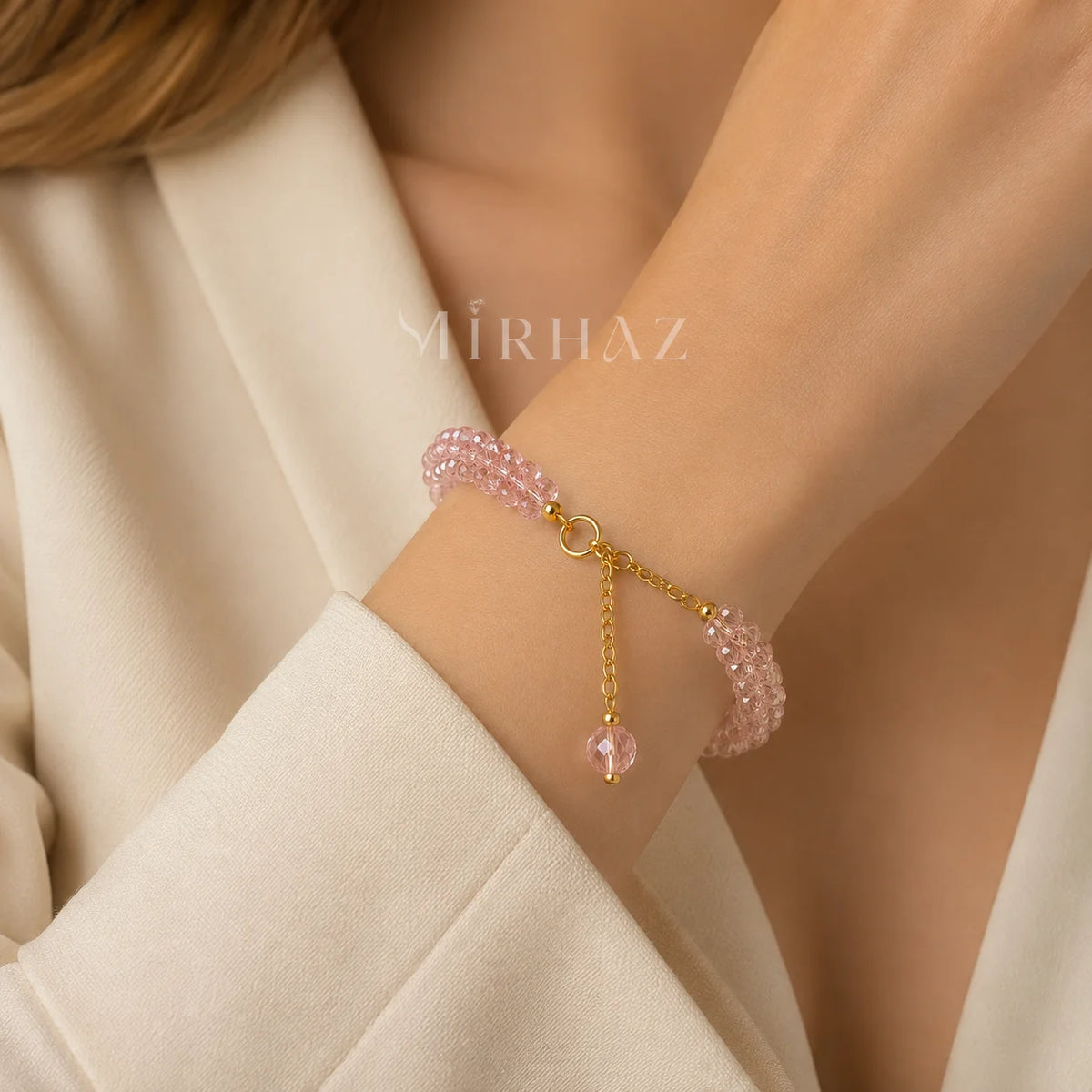 Rose Pink Glass Crystal Bracelet