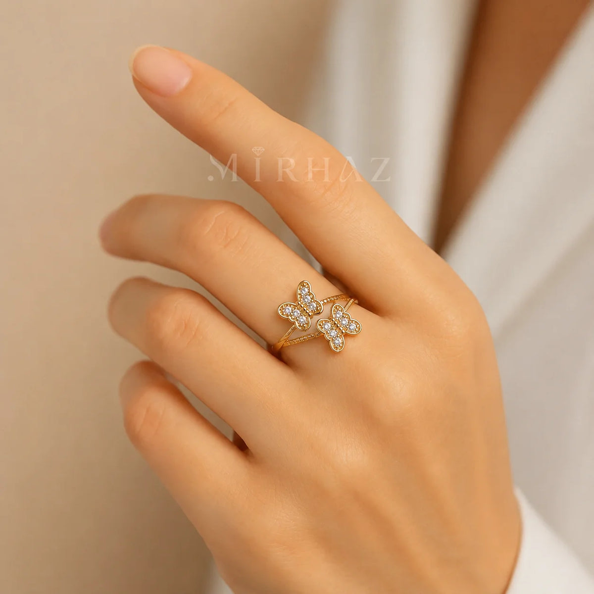 Twnis Butterfly Crystal Ring