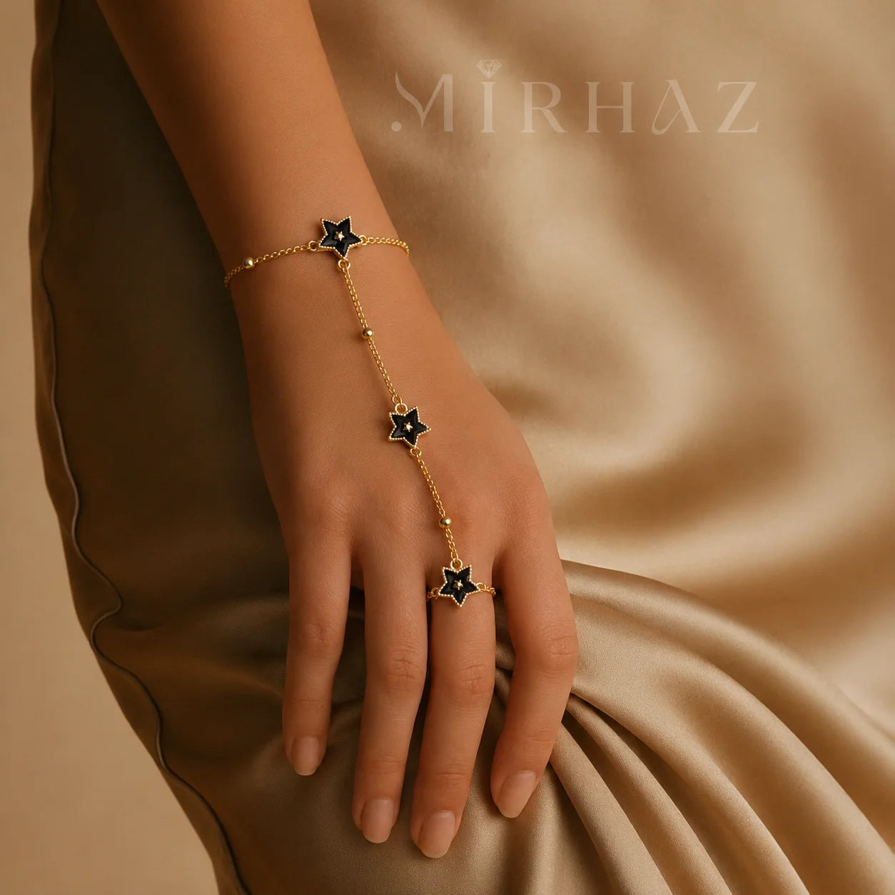 Black Star Ring Hand Chain