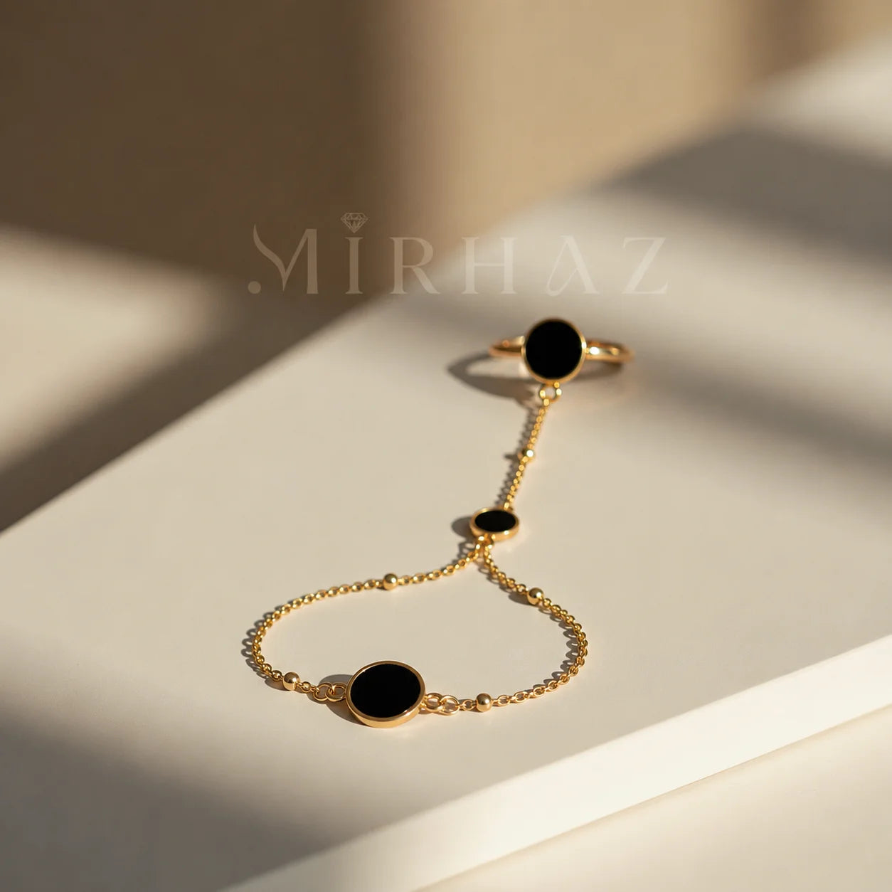 Black Circle Ring Hand Chain
