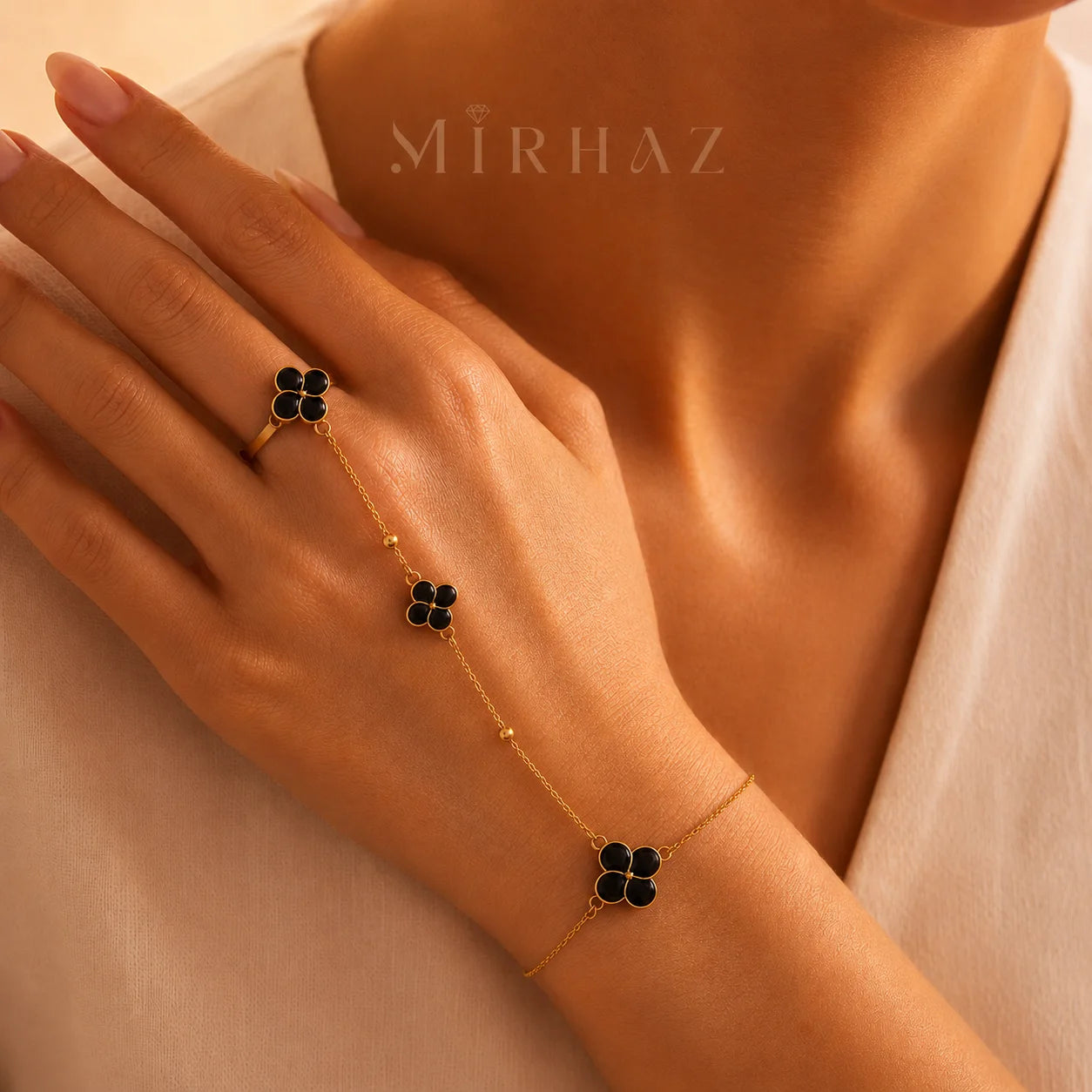 Black Clover Ring Hand Chain