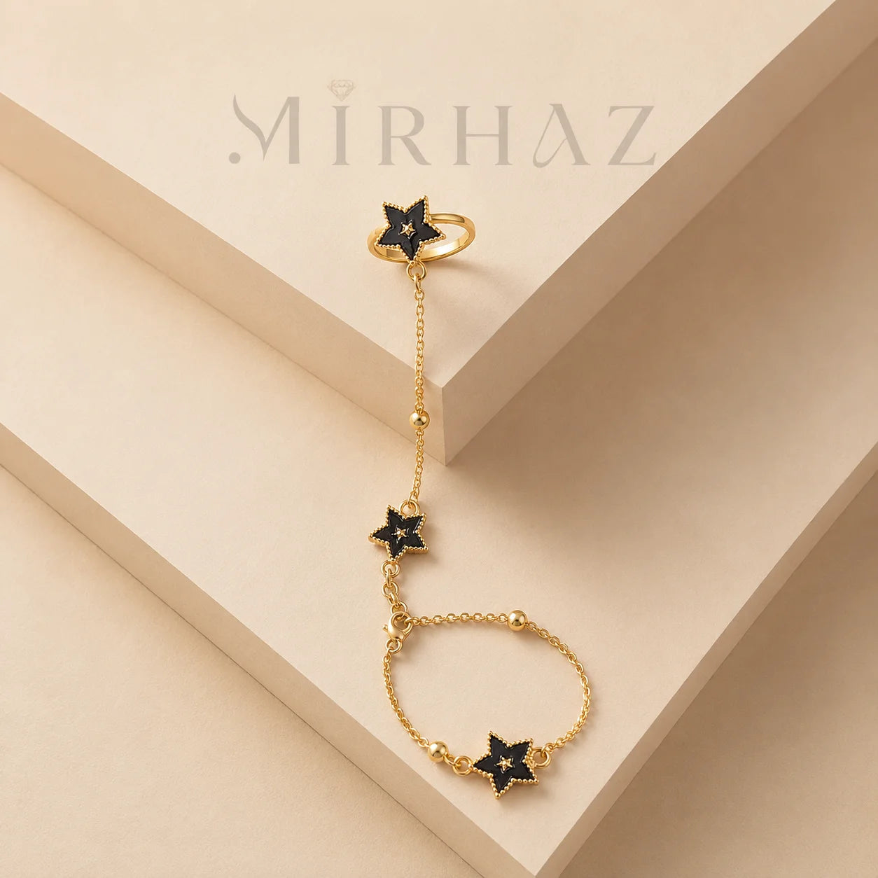 Black Star Ring Hand Chain