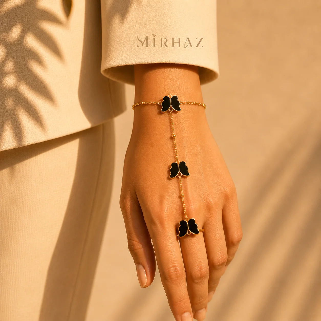 Black Butterfly Ring Hand Chain